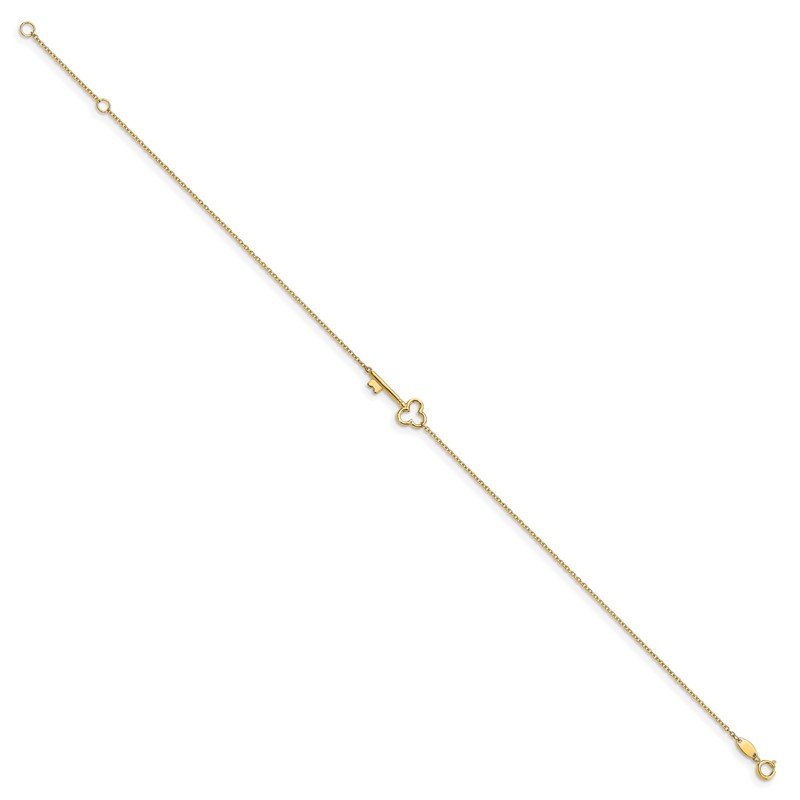 Jewelry Themed Anklets Leslies 14k Polished Key Anklet with 1in ext 