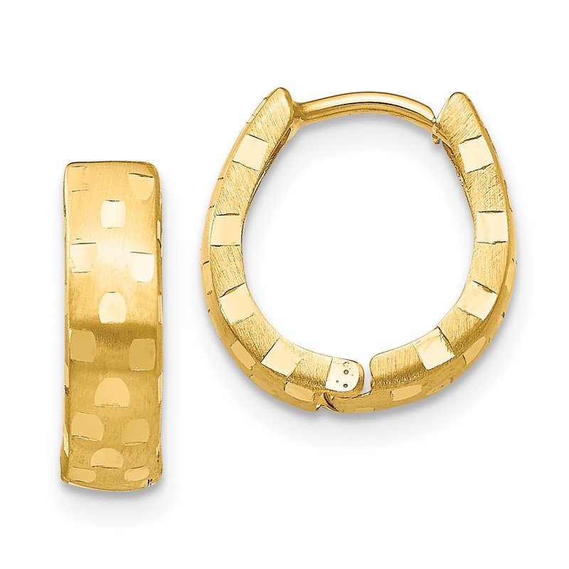 14k Gold Hollow Tube Square Hoop Earrings with Click-Top 1.1 Diameter, 2.9mm Width 