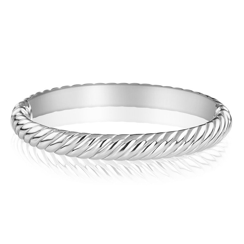 Sterling silver, twist-look fashion bangle with latch