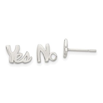 Sterling Silver Polished Left and Right YES/NO Post Earrings