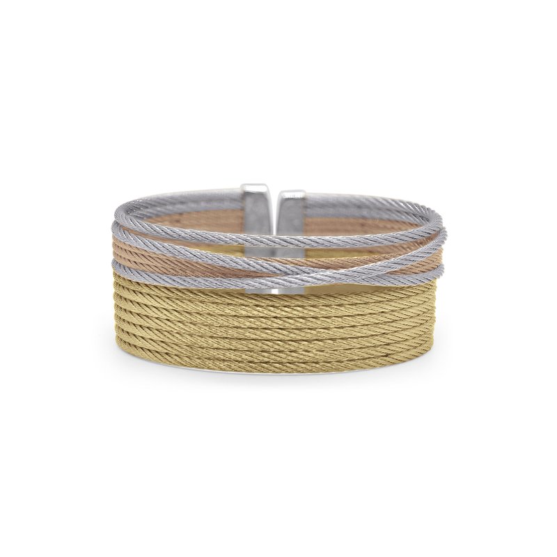 ALOR carnation, grey, & yellow cable openwork cuff