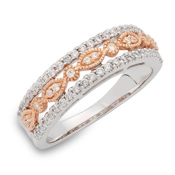 White and rose gold, vintage-inspired diamond band