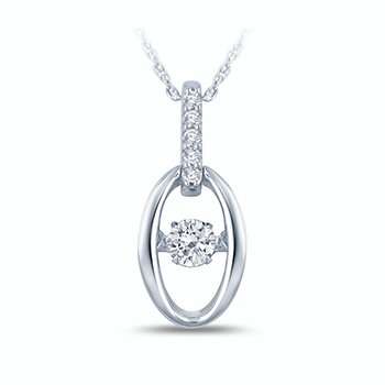 White gold, oval-shape pendant with round twinkling diamond