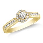 Yellow gold round diamond halo bridal set