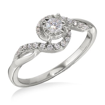White gold, round diamond twist engagement ring