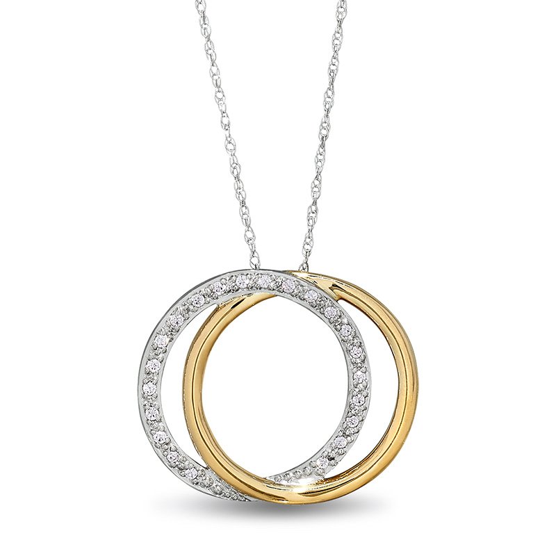 Two-tone gold, double circle necklace