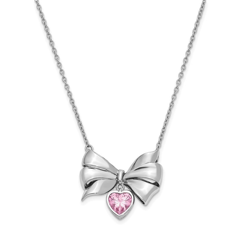 Jewelry Necklaces Necklace with Pendants Sterling Silver CZ Pretty in Pink 18in Flower Necklace 