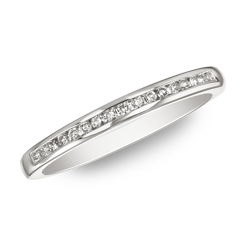 White gold band with channel-set diamonds