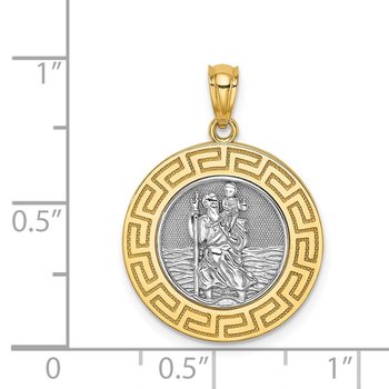 14K w/ Rhodium St. Christopher Medal