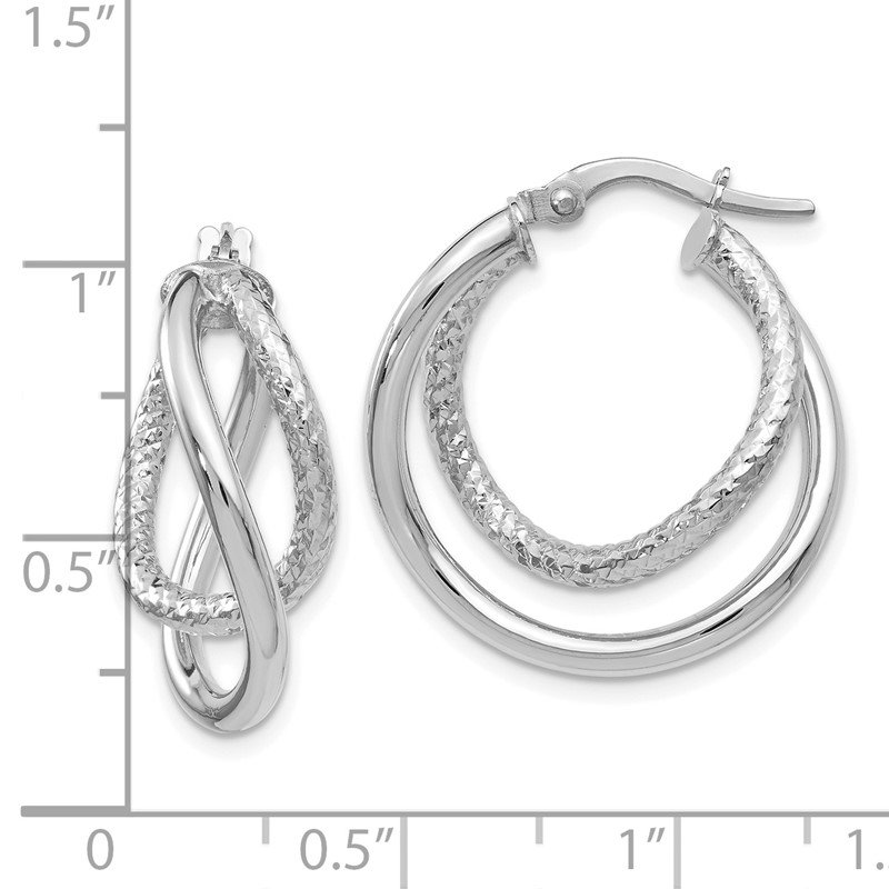 Leslie 10K White Gold Diamond Cut Hoop Earrings 