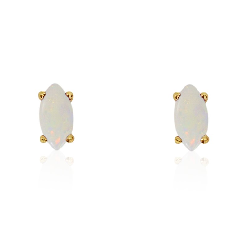 14k Yellow Gold Opal Marquise Earrings 