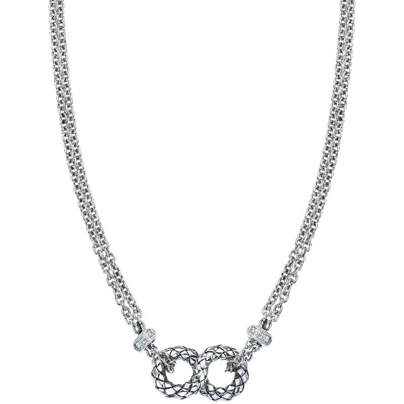 Alisa VHN 1055 D Sterling Traversa Infinity Loop Center with Diamond Rondelles Necklace VHN 1055 D