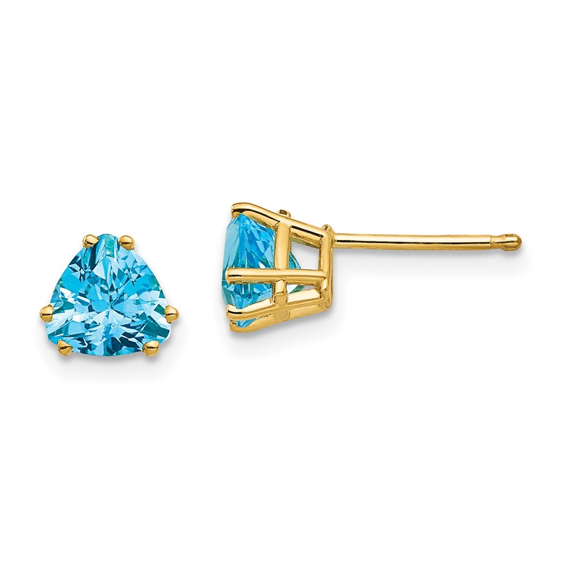 Q Gold 14k 6mm Trillion Blue Topaz Earrings