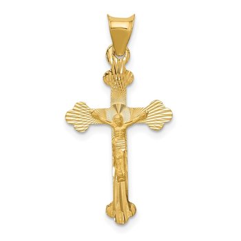14k Polished Satin and D/C Crucifix Pendant