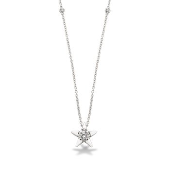 White gold and diamond solitaire star necklace