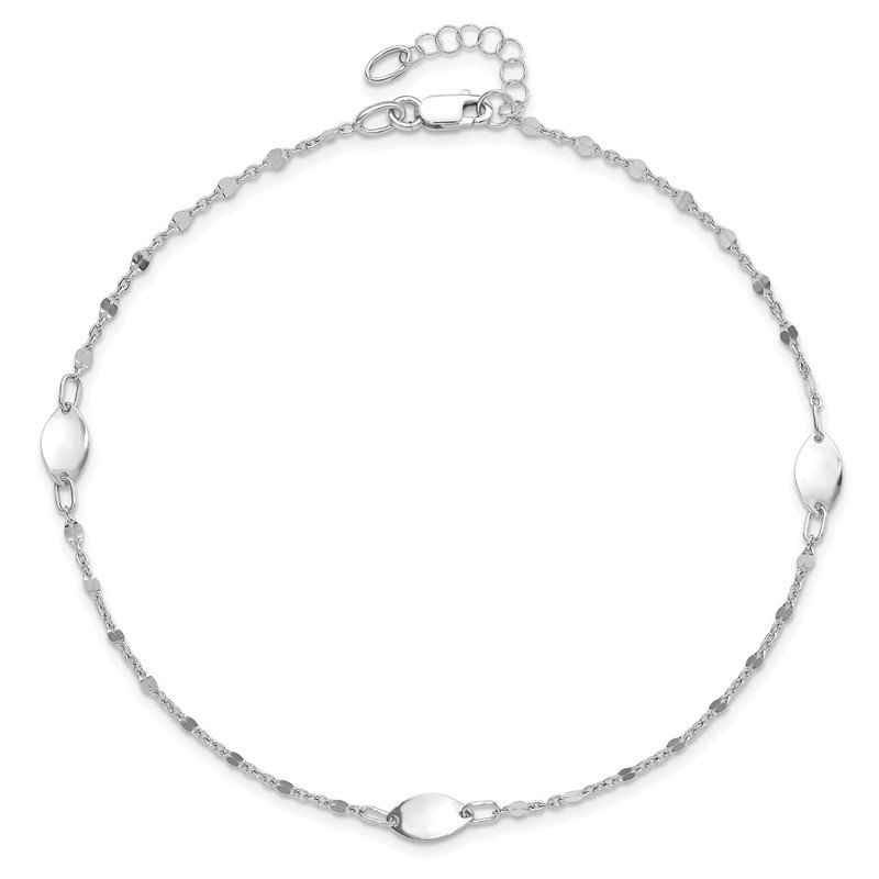 Anklet; 10 inch; Lobster Clasp Leslies Real 14kt White Gold Polished with 1in ext 