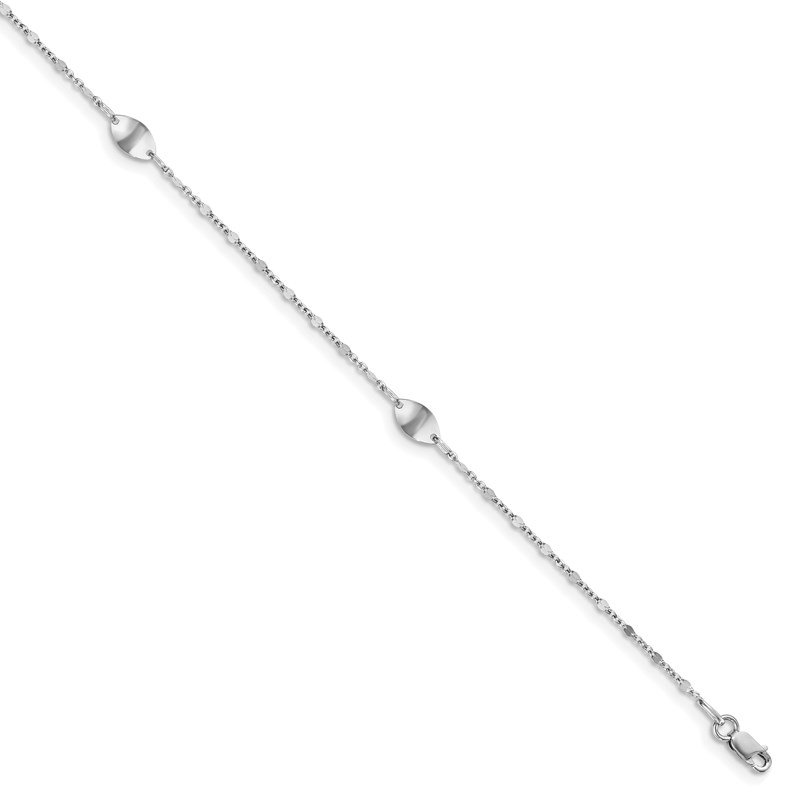 Beautiful Yellow gold 14K Leslies 14K CZ Polished Anchor with 1in ext Anklet 