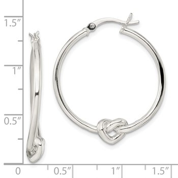 Sterling Silver Polished Heart Knot Hoop Earrings