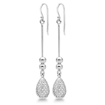 Sterling silver mesh teardrop dangle earrings