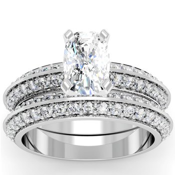 Knife Edge Engagement Ring with Matching Wedding Band