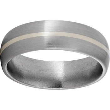 Titanium Domed Band with a 1mm Sterling Silver Inlay and Satin Finish