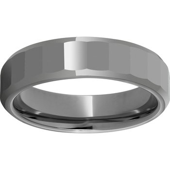 Rugged Tungsten™ 6mm Faceted Top Beveled Edge Polished Band