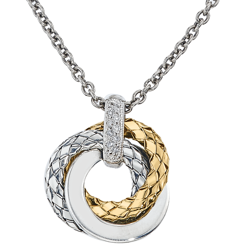 Alisa VHP 1420 D Sterling & Yellow Gold Traversa & Shiny Love Knot Pendant, Diamond Bail VHP 1420 D