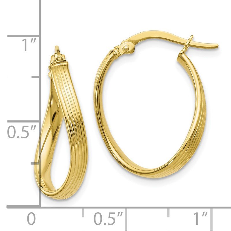 Leslie's 10K Yellow Gold Diamond-cut Hinged Hoop Earrings 