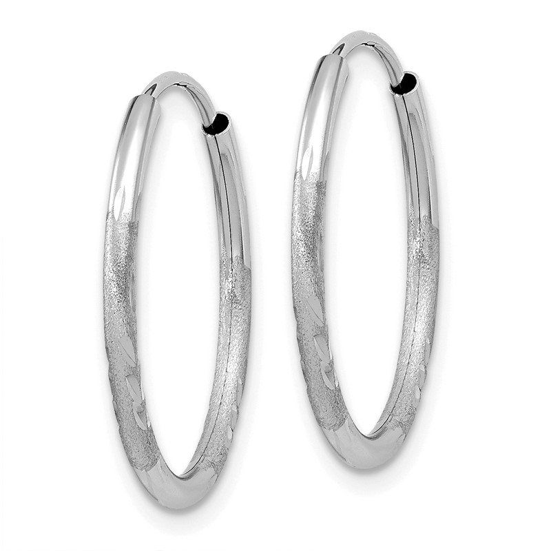 14k Wg 1.5mm Diamond-Cut Endless Hoop Earrings 