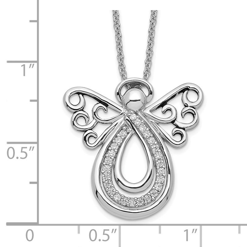 Necklace Sterling Silver W/ Rhodium-plated Synthetic CZ Angel Of Comfort 18in 