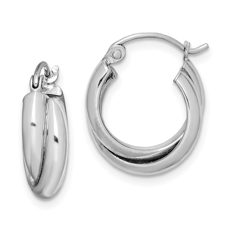 Sterling Silver Rhodium Plated Hoop Earrings