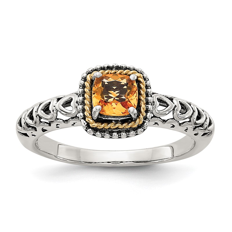 Sterling Silver with 14k Citrine Ring
