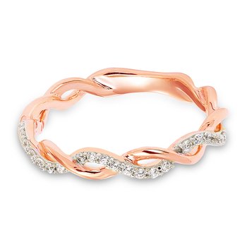 Rose gold and diamond twist stackable band