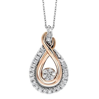 Diamond ROL Rhythm of Love Cluster Love Knot Pendant in 14k Yellow Gold & Sterling Silver (⅙ ctw)