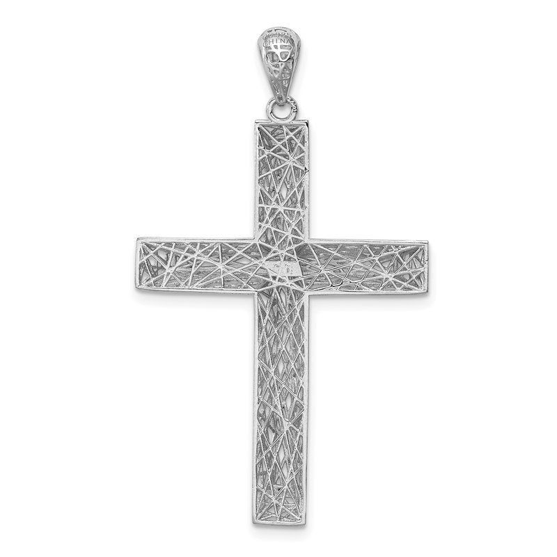 925 Sterling Silver Rhodium Plated Polished Celtic Cross Shaped Pendant 