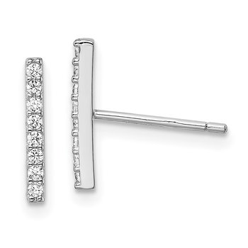 Sterling Silver Rhodium-plated CZ Bar Post Earrings