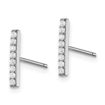Sterling Silver Rhodium-plated CZ Bar Post Earrings