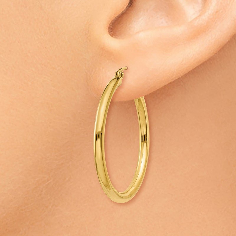 14kt Yellow Gold Polished 2.5mm Lightweight Round Hoop Earrings 