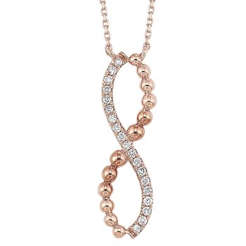 Diamond Infinity Bead-Ball Pendant Necklace in 14k Rose Gold (1/10 ctw)