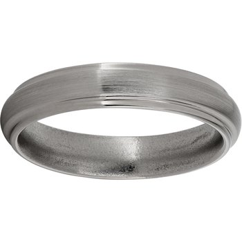 Titanium Domed Grooved Edge Band with Satin Finish