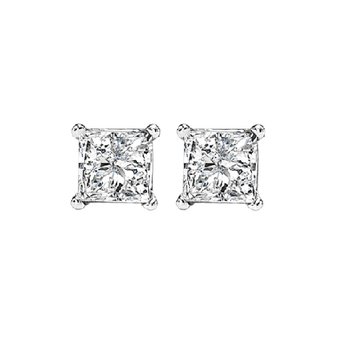 Princess Cut Diamond Studs in 14K White Gold (3/8 ct. tw.) I1/I2 - G/H