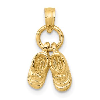 14k 3D Moveable Baby Shoes Charm