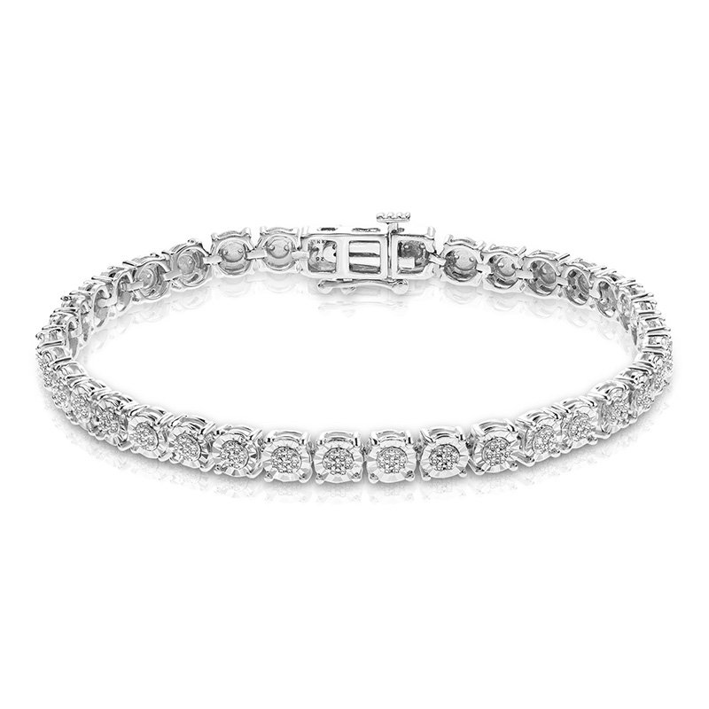 Sterling silver diamond illusion tennis bracelet