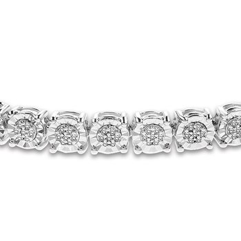 Sterling silver diamond illusion tennis bracelet