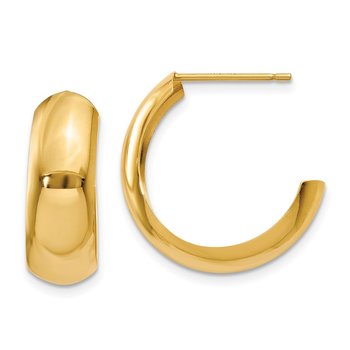 14k Polished 6.5mm J-Hoop Earrings