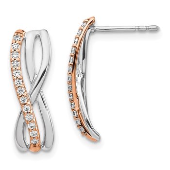 14k Rose and White Gold Diamond Fancy Earrings
