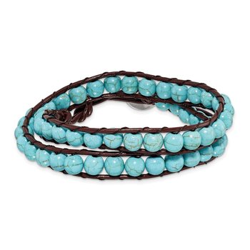 6mm Dyed Turquoise Leather Cord Multi Wrap Bracelet