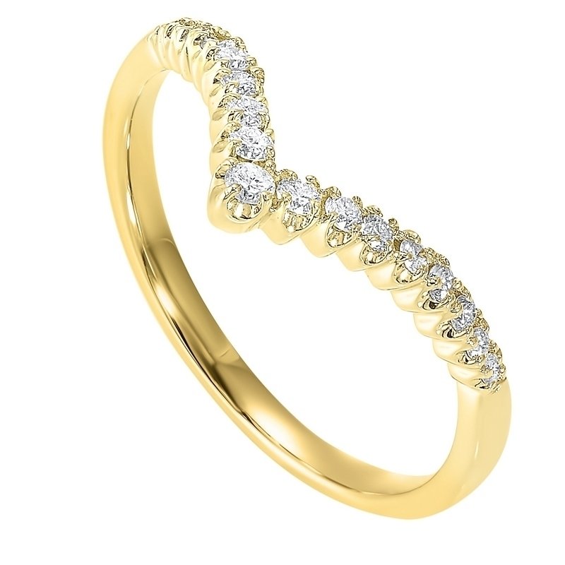 Diamond V-Shaped Heart Stackable Band in 14k Yellow Gold (⅕ ctw)