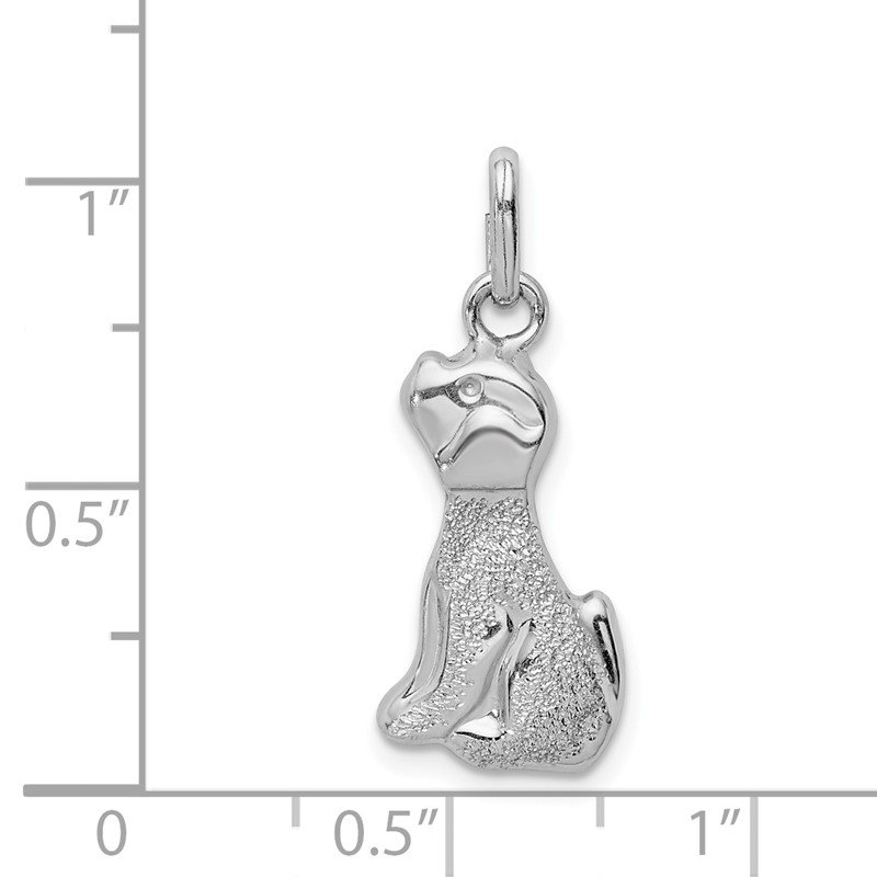 Sterling Silver Rhodium-plated Rottweiler Disc Charm 