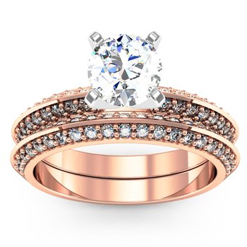 Knife Edge Engagement Ring with Matching Wedding Band